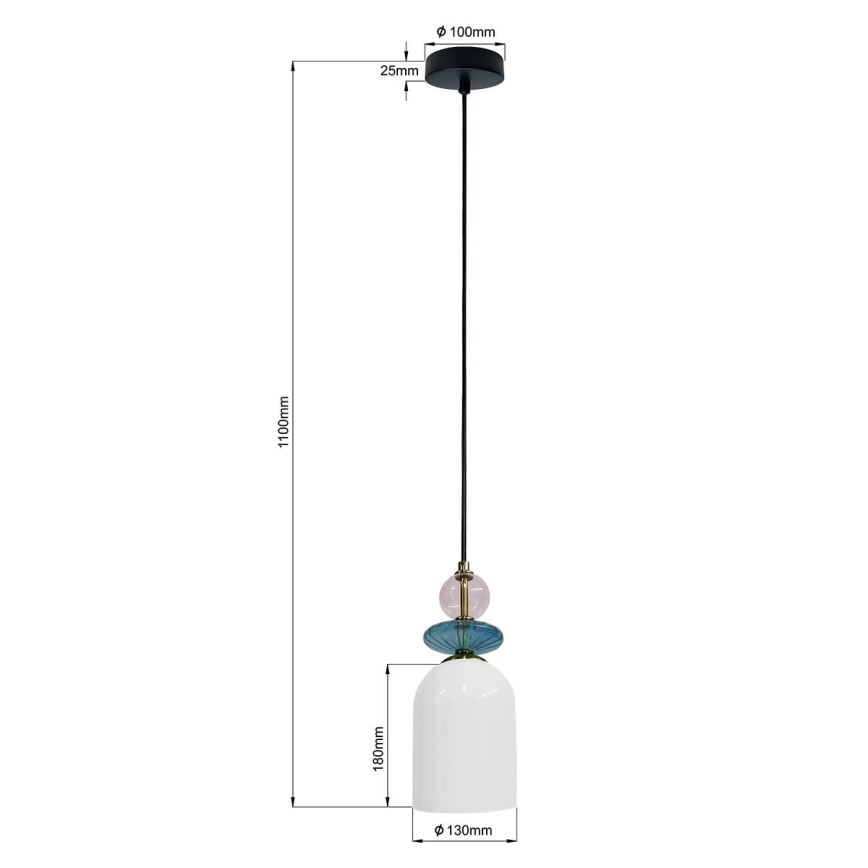 Suspension sur câble TROPEA 1xE27/15W/230V noir/violet fumé/bleu/blanc