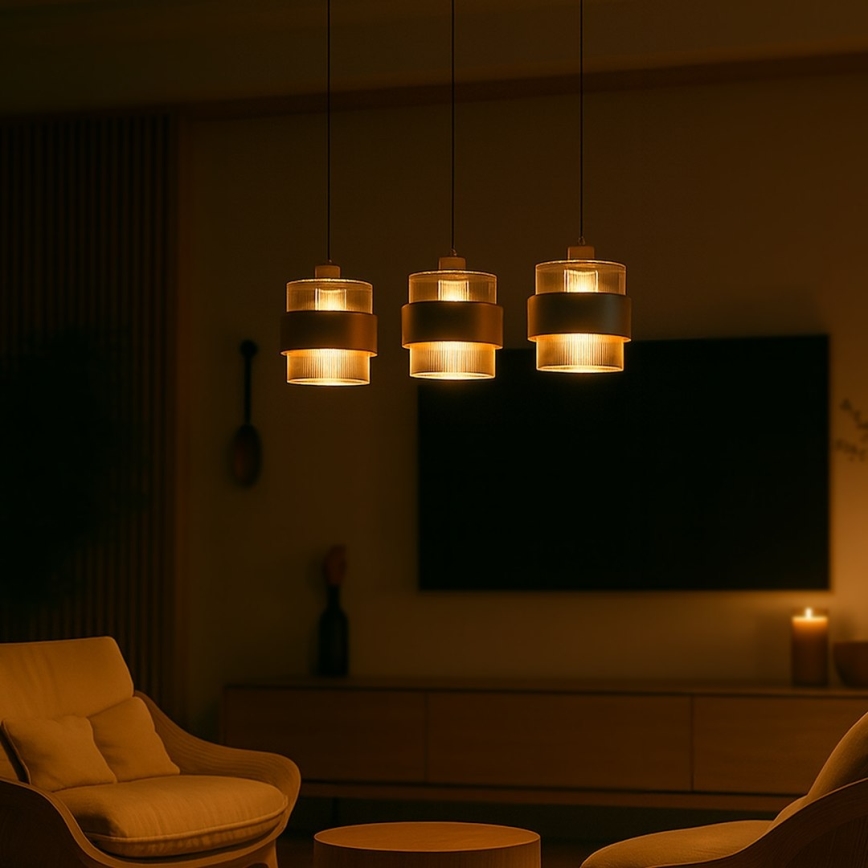 Suspension sur câble VALENTINO 3xE27/15W/230V beige/transparent