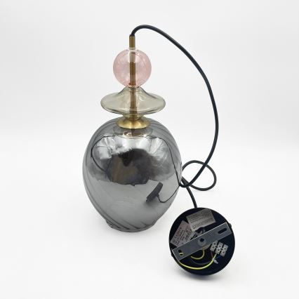Suspension sur câble VELLO 1xE27/15W/230V noir/rose poudré/beige/noir