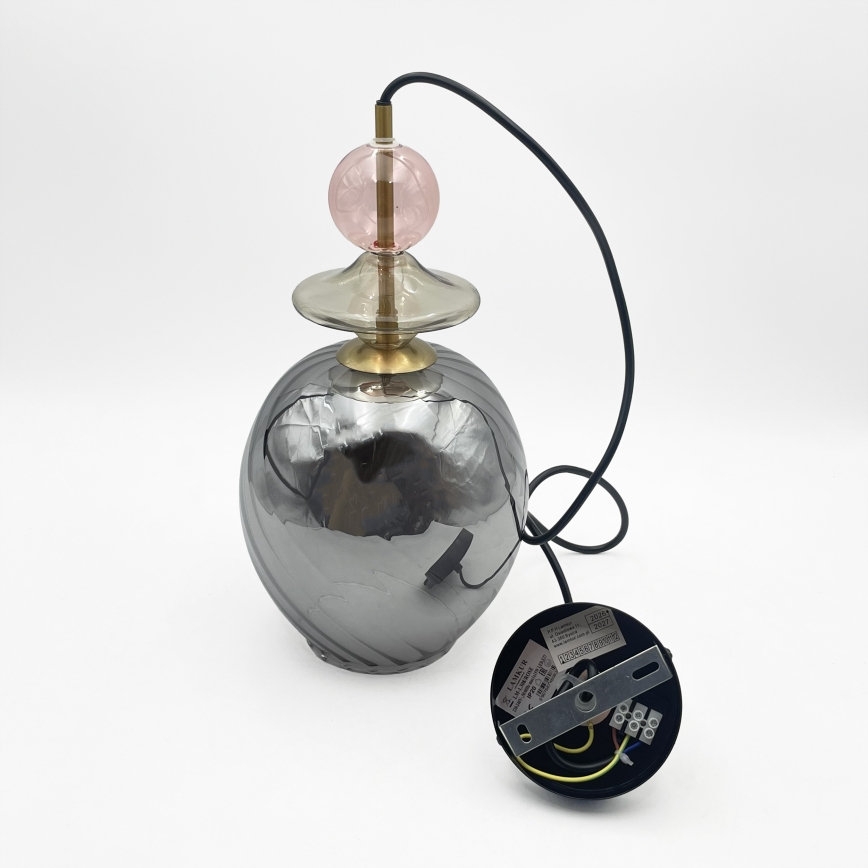 Suspension sur câble VELLO 1xE27/15W/230V noir/rose poudré/beige/noir