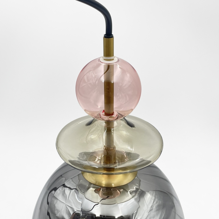 Suspension sur câble VELLO 1xE27/15W/230V noir/rose poudré/beige/noir