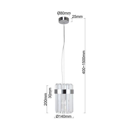 Suspension sur câble VETRO 1xE14/10W/230V chromé brillant