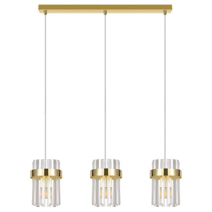 Suspension sur câble VETRO 3xE14/10W/230V dorée