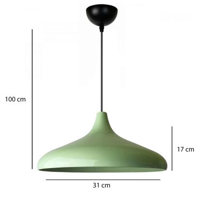 Suspension sur câble VULCANO 1xE27/40W/230V vert