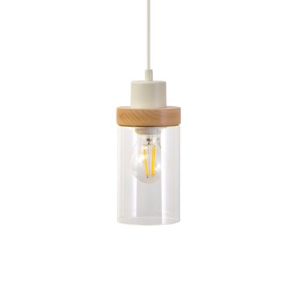 Suspension sur câble WOODNEST 1xE27/15W/230V pin/crème