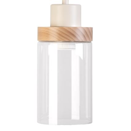 Suspension sur câble WOODNEST 1xE27/15W/230V pin/crème