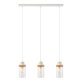 Suspension sur câble WOODNEST 3xE27/15W/230V pin/crème
