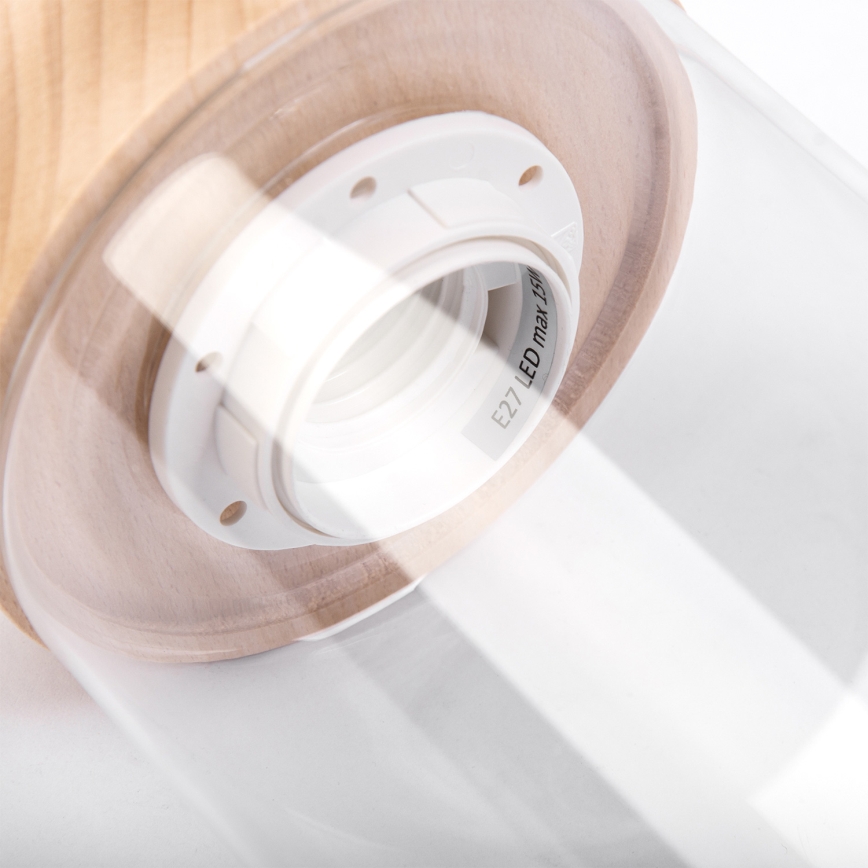 Suspension sur câble WOODNEST 3xE27/15W/230V pin/crème