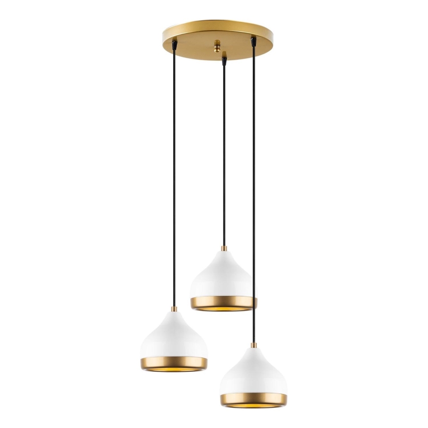 Suspension sur câble YILDO 3xE27/40W/230V blanc/doré