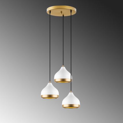 Suspension sur câble YILDO 3xE27/40W/230V blanc/doré