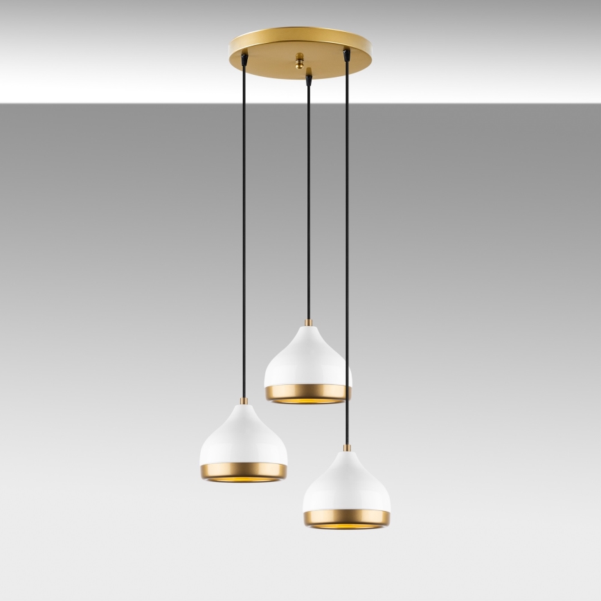 Suspension sur câble YILDO 3xE27/40W/230V blanc/doré