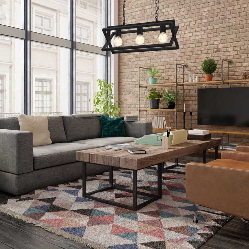Suspension sur chaîne ARNOLD 3xE27/60W/230V noir