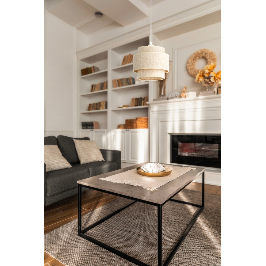 Suspension sur cordon BOHO 1xE27/60W/230V Ø 20 cm blanc