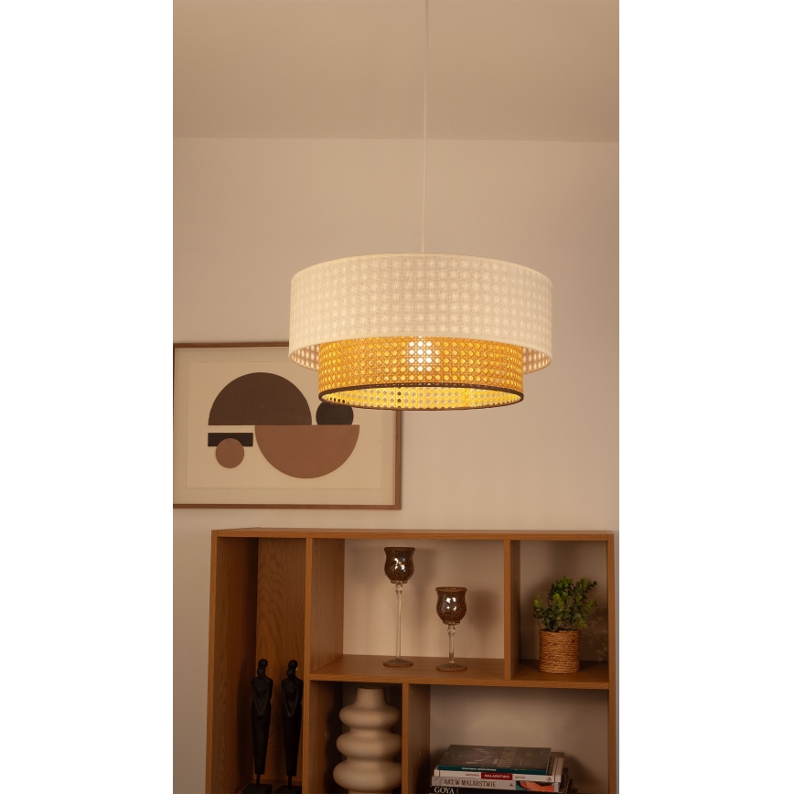 Suspension sur cordon NATIA 1xE27/60W/230V blanche/marron