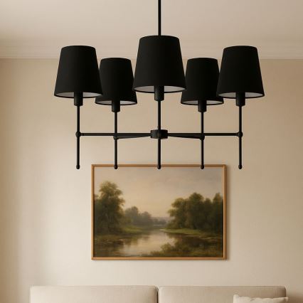 Suspension sur tige MADELA 5xE14/40W/230V noire