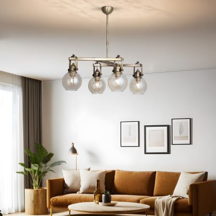 Suspension sur tige POLINO 4xE27/40W/230V bronze
