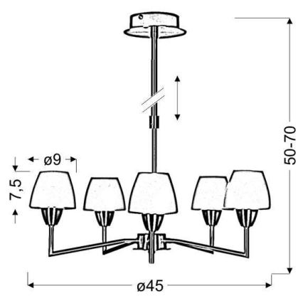 Suspension sur tige TOGO 5xG9/40W/230V chrome mat/blanc