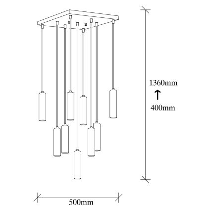 Suspension TEMPO sur câble 9xE27/40W/230V, finition dorée