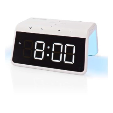Sveglia con display LCD e caricabatteria wireless 15W/230V bianco