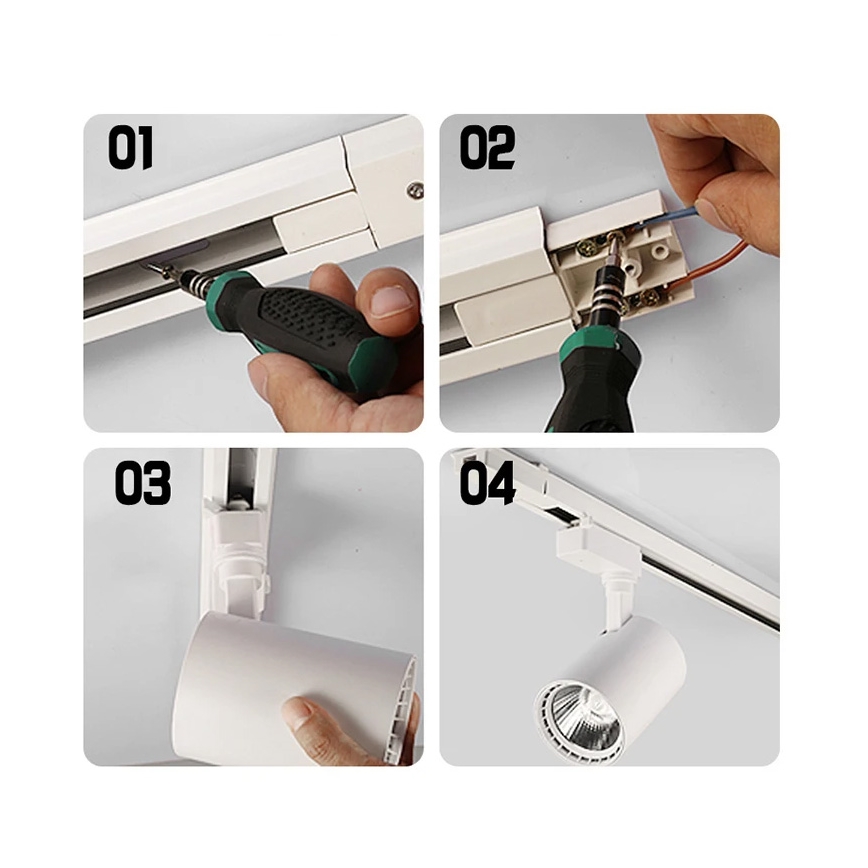 Système sur rail monophasé 1 m blanc