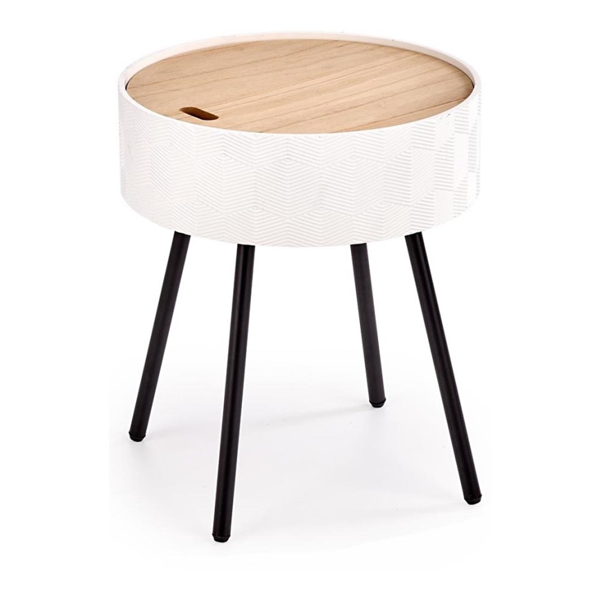 Table basse AURA 45x38 cm blanc/noir/beige