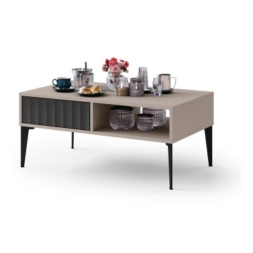 Table basse avec tiroir RONJA taupe/noir