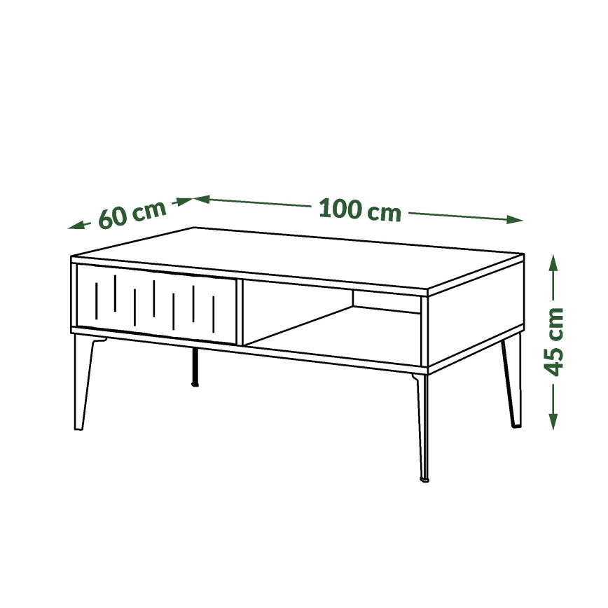 Table basse avec tiroir RONJA taupe/noir
