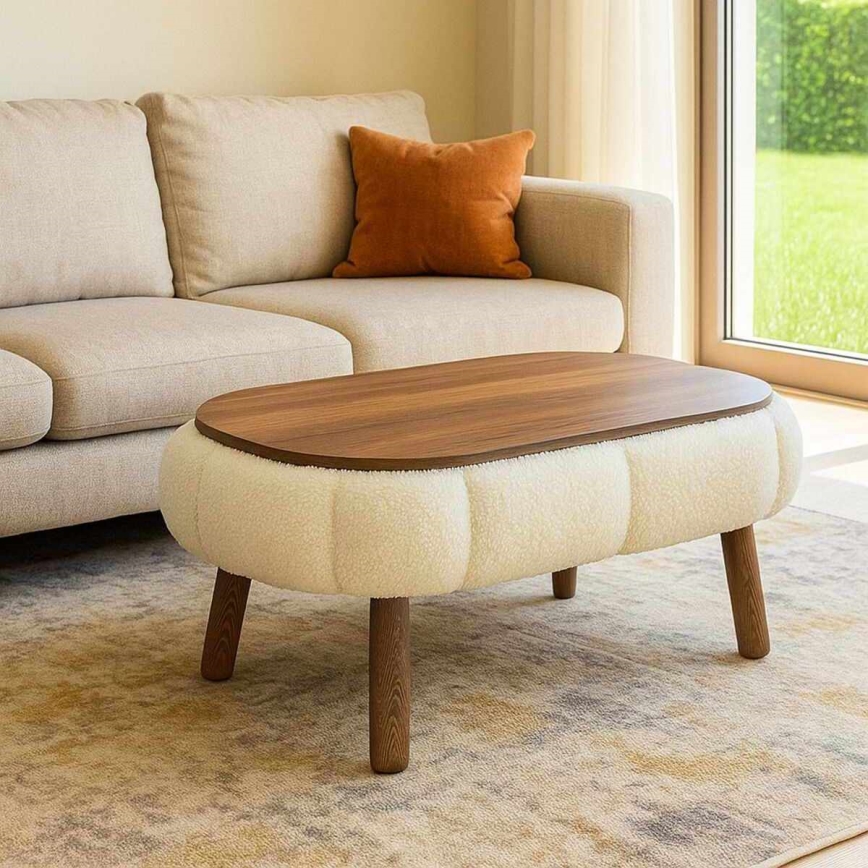 Table basse FELPO 68x98 cm crème/noyer