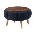 Table basse FELPO Ø 45 cm bleu/noyer