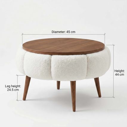 Table basse FELPO Ø 45 cm crème/noyer