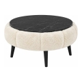 Table basse FELPO Ø 60 cm noir/crème/décor marbre