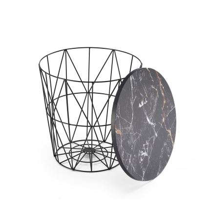 Table basse HARISSA 41x42 cm noir/noir décor en marbre