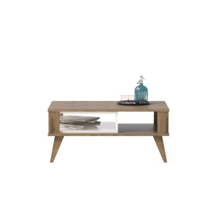 Table basse IONIS 40x90 cm marron / blanche