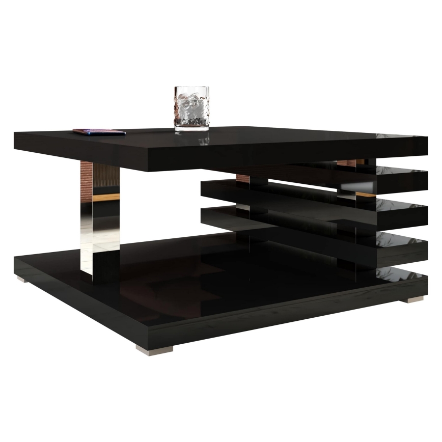 Table basse KYOTO 31x60 cm noir brillant