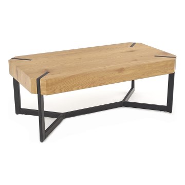 Table basse LAVIDA 43x110 cm doré chêne/noir