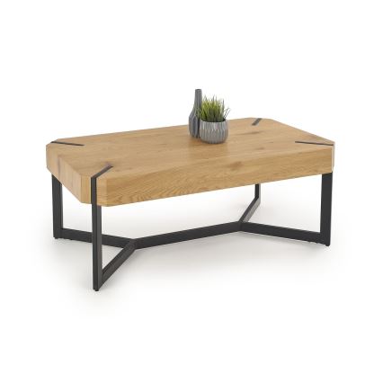 Table basse LAVIDA 43x110 cm doré chêne/noir