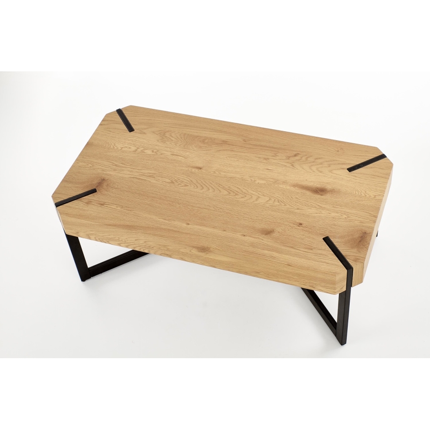 Table basse LAVIDA 43x110 cm doré chêne/noir