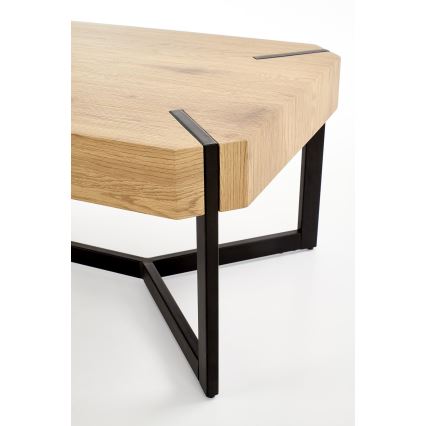 Table basse LAVIDA 43x110 cm doré chêne/noir