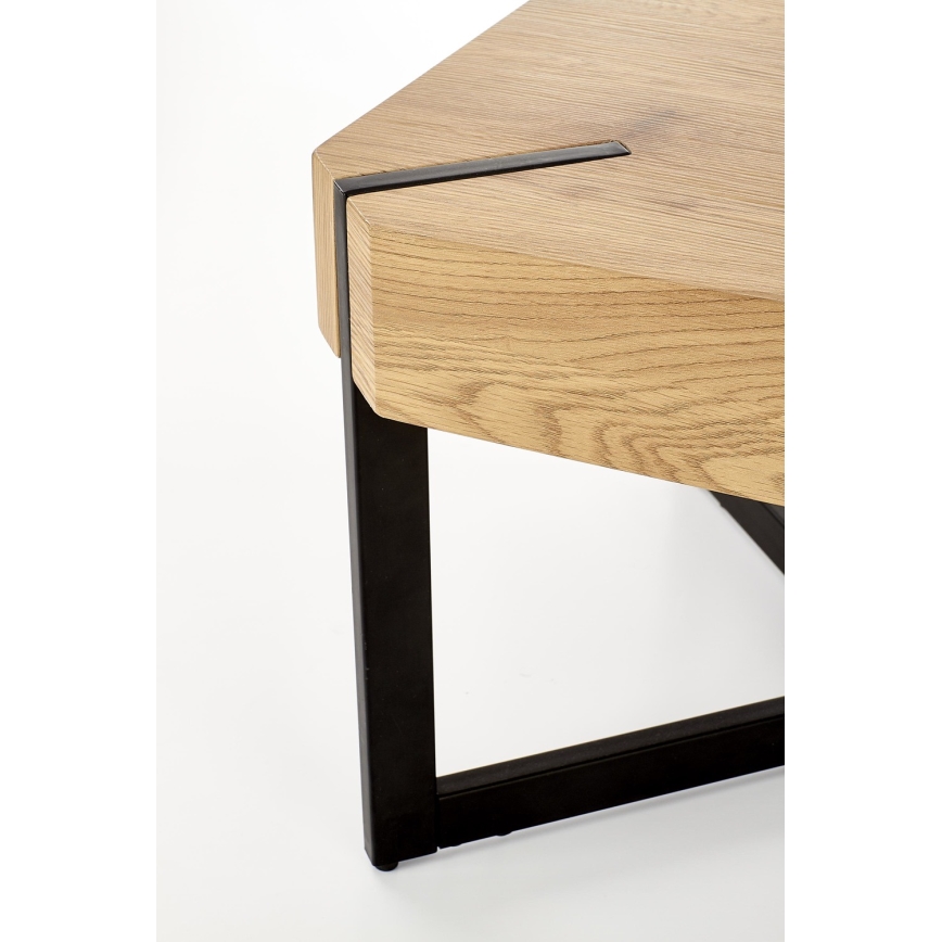 Table basse LAVIDA 43x110 cm doré chêne/noir