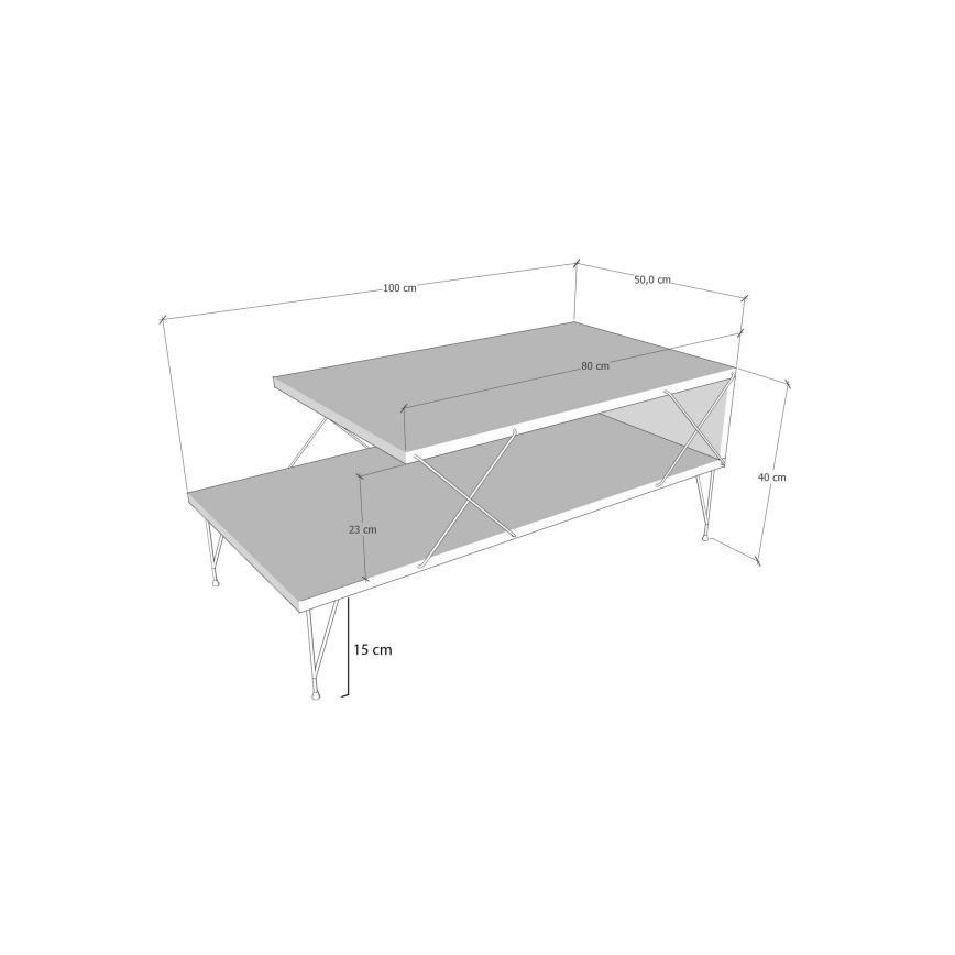 Table basse LOIRE 40x100 cm beige/noir