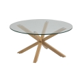 Table basse LUCA 82 cm verre transparent/chêne