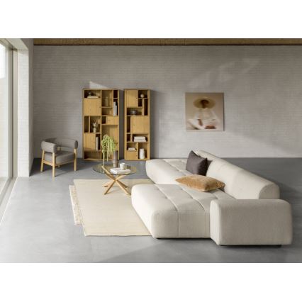 Table basse LUCA 82 cm verre transparent/chêne