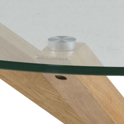 Table basse LUCA 82 cm verre transparent/chêne