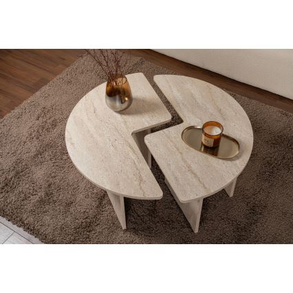Table basse LUVIA décor marbre beige
