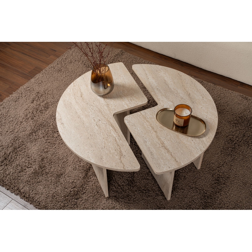 Table basse LUVIA décor marbre beige