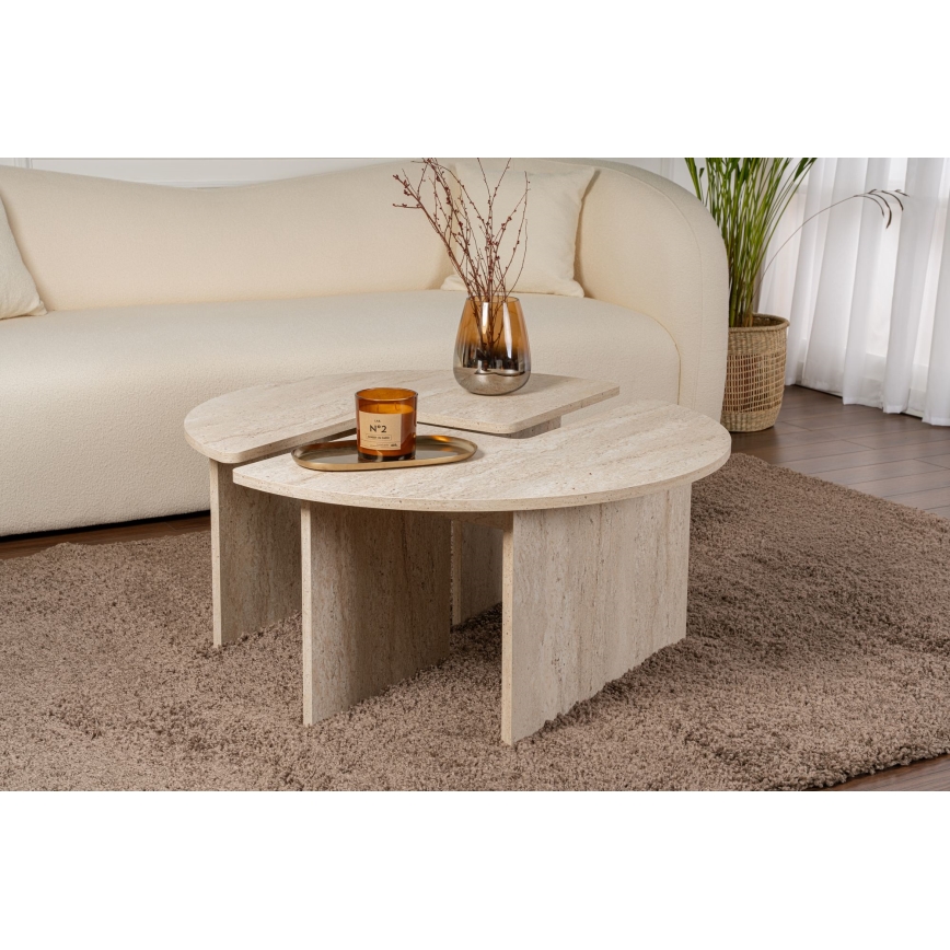 Table basse LUVIA décor marbre beige