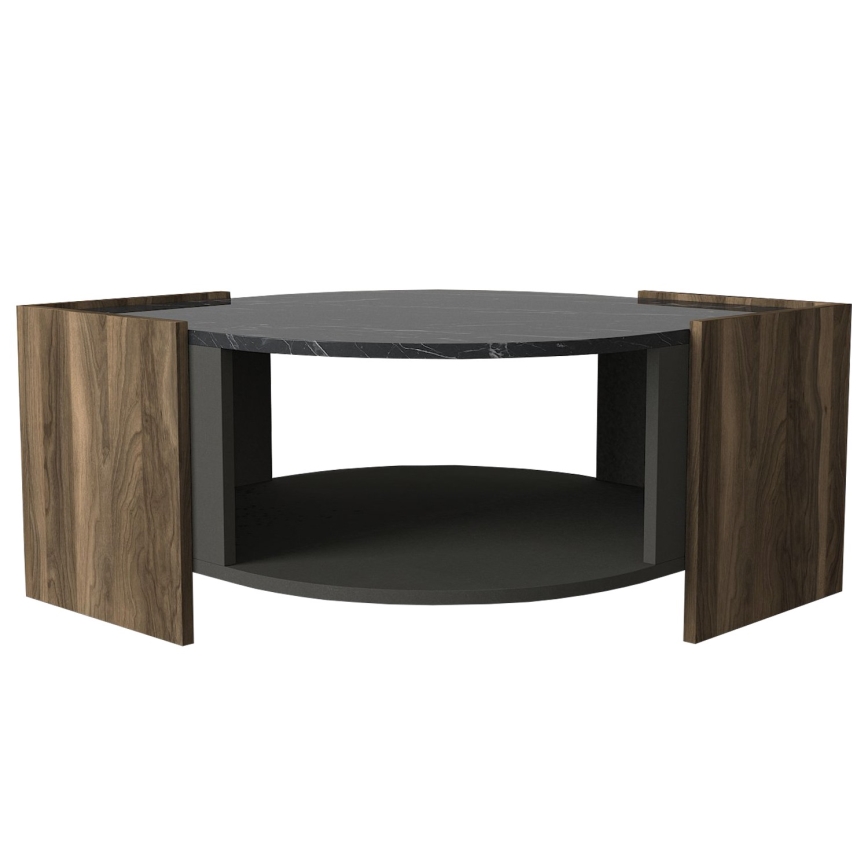 Table basse MARBEL 40x75 cm marron/noire