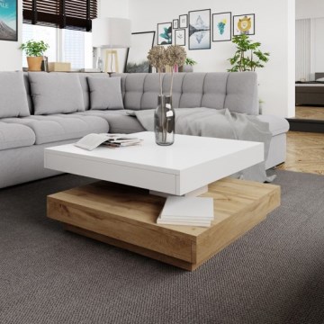 Table basse NENANI 34x70 cm blanc/chêne wotan