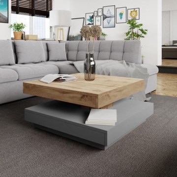 Table basse NENANI 34x70 cm gris/chêne wotan