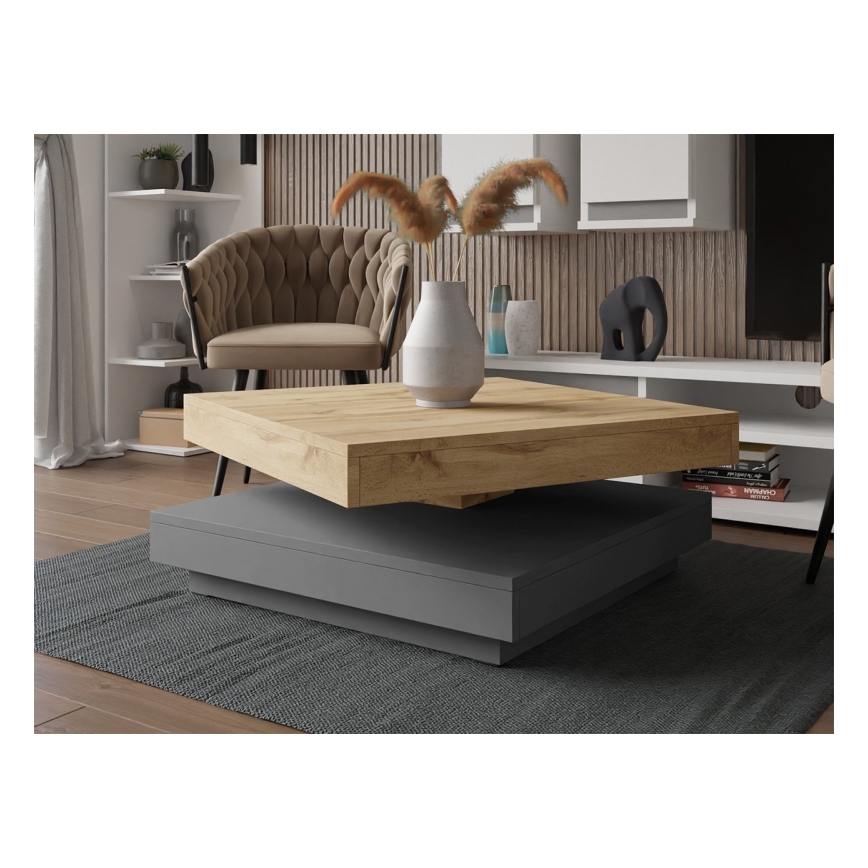 Table basse NENANI 34x70 cm gris/chêne wotan